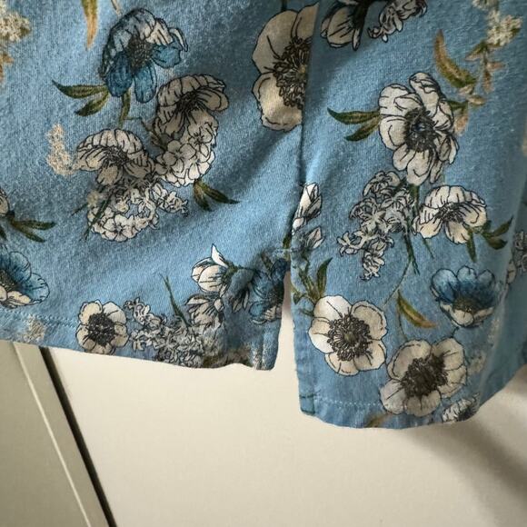 J. Jill Top Medium Petite Stretch Boat Neck Blue Floral Boho Bloomcore Casual - Picture 4 of 14